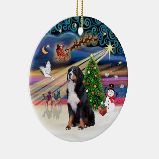 Xmas Magic - Berner Sennenhond 2 Keramisch Ornament (Rechts)