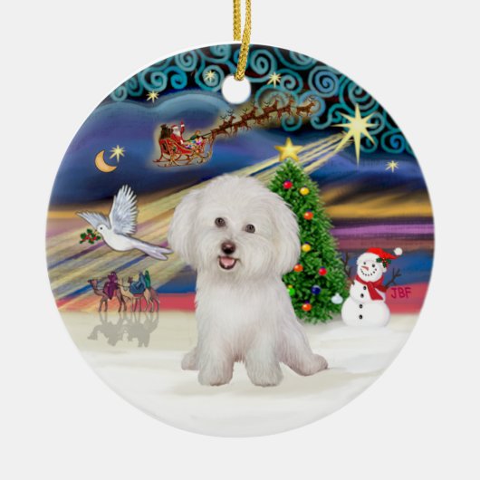 Xmas Magic - Bichon Frise #7 Keramisch Ornament (Voorkant)