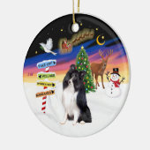 Xmas Magic - Big Black Shetland herdershond Keramisch Ornament (Links)