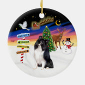 Xmas Magic - Big Black Shetland herdershond Keramisch Ornament (Achterkant)