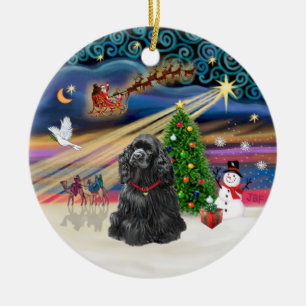 Xmas Magic - Black Cocker Spaniel Keramisch Ornament