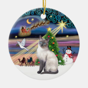 Xmas Magic - Blauw punt Siamees Keramisch Ornament