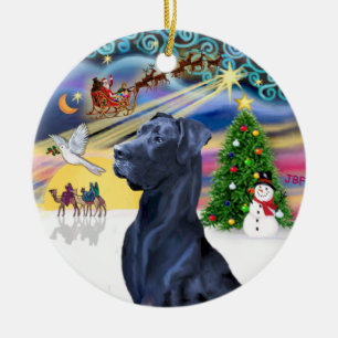 Xmas Magic* -Blue Great Dane (Head) (natuurlijke o Keramisch Ornament