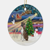 Xmas Magic - Boxer (Brindle-natural) Keramisch Ornament (Links)