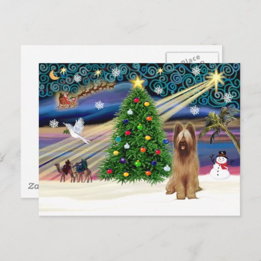 Xmas Magic Briard Fawn Feestdagenkaart (Voorkant / Achterkant)