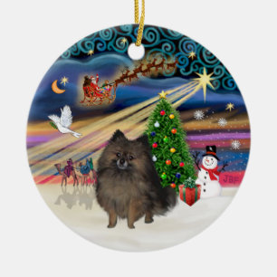 Xmas Magic - Brindle Pomeranian Keramisch Ornament