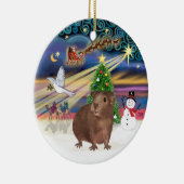 Xmas Magic - Bruin Guinee Pig Keramisch Ornament (Rechts)