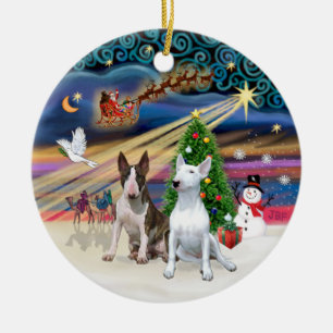 Xmas Magic - Bull Terriers (twee) Keramisch Ornament
