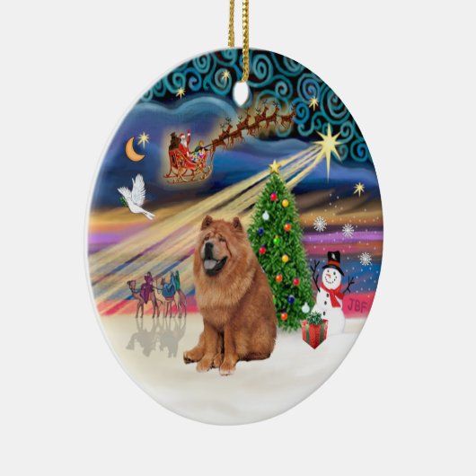 Xmas Magic - Chow Chow (rood) Keramisch Ornament (Rechts)