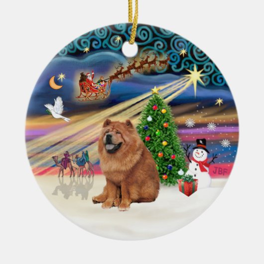 Xmas Magic - Chow Chow (rood) Keramisch Ornament (Voorkant)