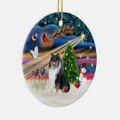 Xmas Magic - Collie (driekleur) Keramisch Ornament (Rechts)