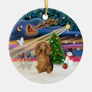 Xmas Magic - Dachshund (Lg Haire Sable) Keramisch Ornament