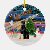 Xmas Magic - Doberman (zwart-bruin) Keramisch Ornament (Achterkant)