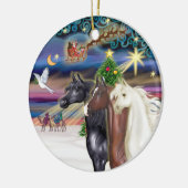 Xmas Magic - Drie Arabische paarden Keramisch Ornament (Links)