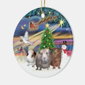 Xmas Magic - Drie cavia's Keramisch Ornament (Links)