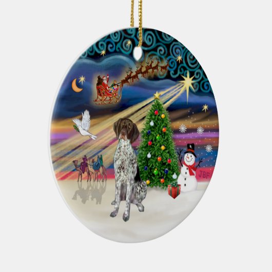 Xmas Magic - Duitse Kortharige Pointer Keramisch Ornament (Rechts)