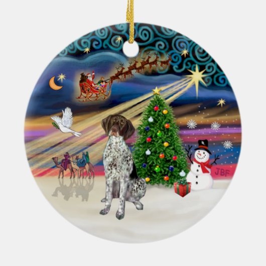 Xmas Magic - Duitse Kortharige Pointer Keramisch Ornament (Achterkant)