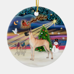 Xmas Magic - Fawn Great Dane (standaard) Keramisch Ornament