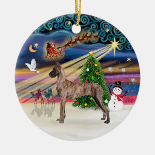 Xmas Magic - Grote Deen (gestroomde standaard) Keramisch Ornament (Voorkant)