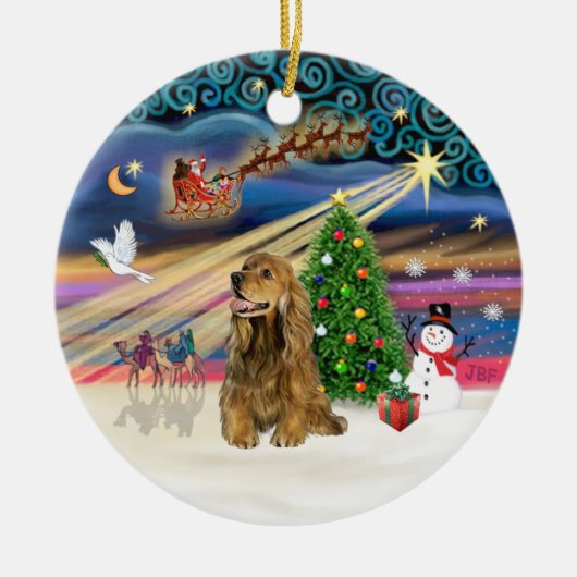 Xmas Magic - Honey Brown Cocker Spaniel Keramisch Ornament (Voorkant)