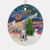 Xmas Magic - Ierse Wolfshond Keramisch Ornament (Links)