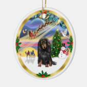 Xmas Magic - langharige (BT) Teckel Keramisch Ornament (Links)
