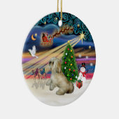 Xmas Magic - Lhasa Apso (R) Keramisch Ornament (Rechts)