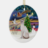 Xmas Magic - Lila Point Siamees Keramisch Ornament (Rechts)