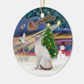 Xmas Magic - Lila Point Siamees Keramisch Ornament (Links)