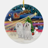 Xmas Magic - Maltees (TWEE) Keramisch Ornament (Achterkant)