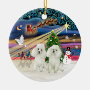 Xmas Magic - Poedels (TWEE Speelgoed wit) Keramisch Ornament