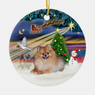 Xmas Magic - Pomeranian 4 Keramisch Ornament