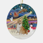 Xmas Magic - Pommerse (lichtrood) Keramisch Ornament (Links)