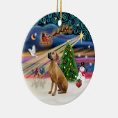 Xmas Magic - Rhodesian Ridgeback Keramisch Ornament (Rechts)