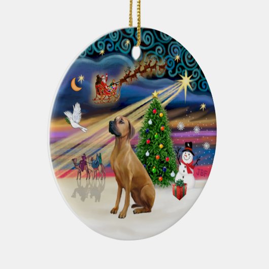 Xmas Magic - Rhodesian Ridgeback Keramisch Ornament (Rechts)