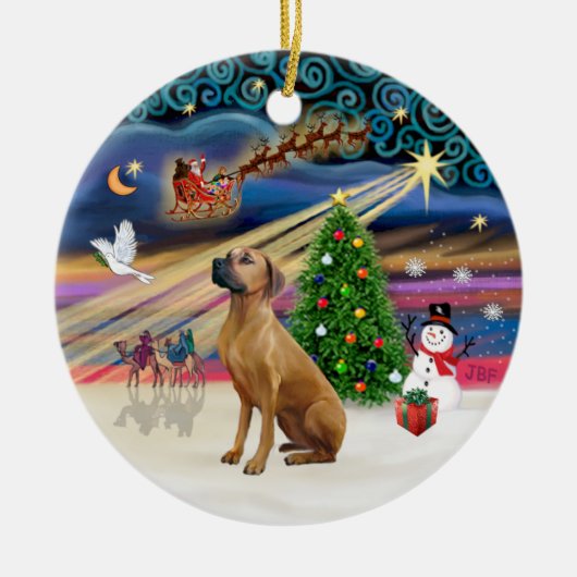 Xmas Magic - Rhodesian Ridgeback Keramisch Ornament (Voorkant)