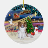Xmas Magic - Rode Sable Papillon Keramisch Ornament (Achterkant)