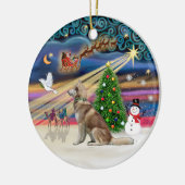 Xmas Magic - Rode Siberische Husky Keramisch Ornament (Links)