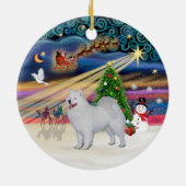 Xmas Magic - Samoyed (stand) Keramisch Ornament (Achterkant)