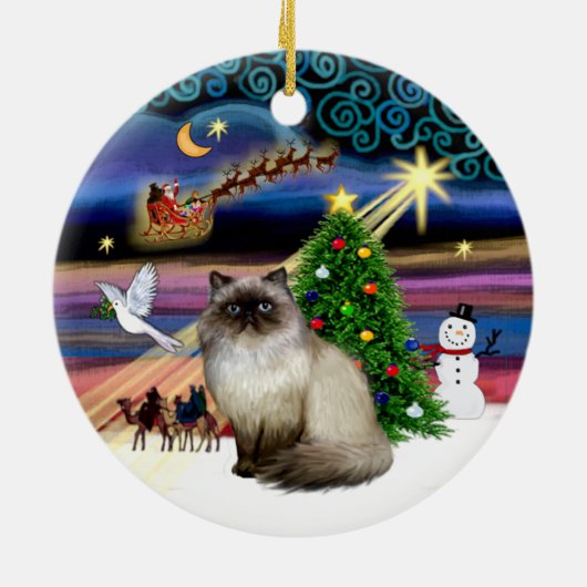 Xmas Magic - Seal Point Himalayan 7 Keramisch Ornament (Achterkant)