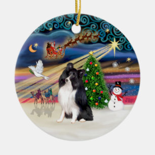 Xmas Magic - Sheltie (bi-zwart) Keramisch Ornament