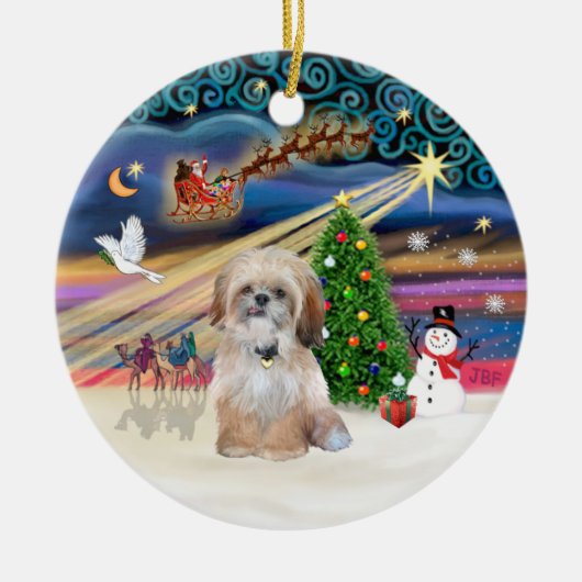 Xmas Magic - Shih Tzu (P) Keramisch Ornament (Voorkant)