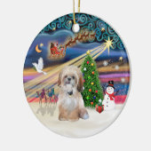 Xmas Magic - Shih Tzu (P) Keramisch Ornament (Links)