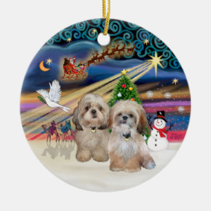 Xmas Magic - Shih Tzu (TWEE - P+Y) Keramisch Ornament