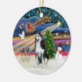 Xmas Magic - Siberische Husky 2 Keramisch Ornament (Links)