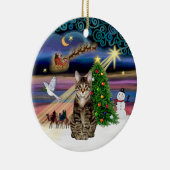 Xmas Magic - Tabby Tijgerkat Keramisch Ornament (Rechts)