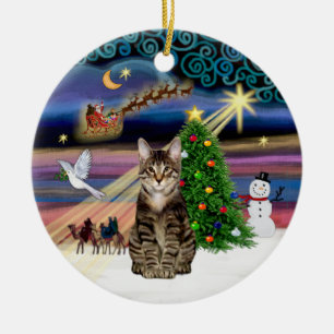 Xmas Magic - Tabby Tijgerkat Keramisch Ornament