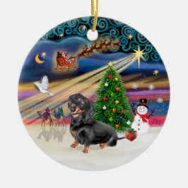 Xmas Magic - Teckel (zwart-bruin 4) Keramisch Ornament