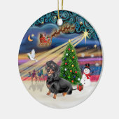 Xmas Magic - Teckel (zwart-bruin 4) Keramisch Ornament (Links)