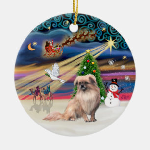 Xmas Magic - Tibetaanse Spaniel (fawn) Keramisch Ornament